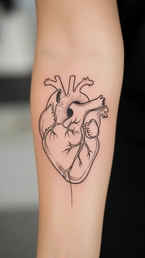 Single-Line Anatomical Heart