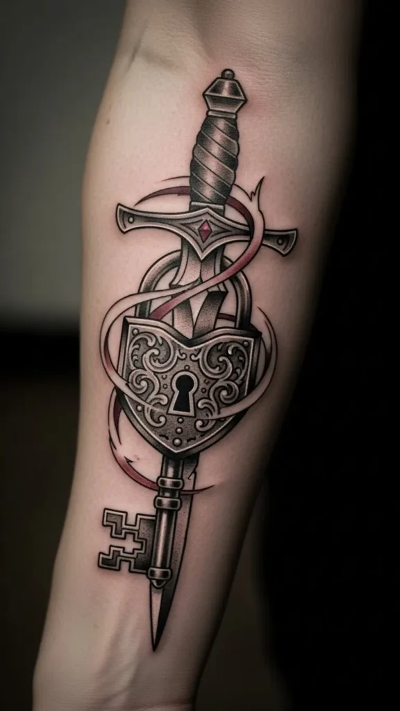 Skeleton Key Lock with Dagger Sword