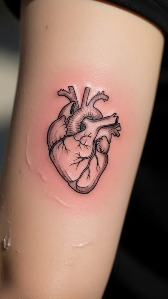 Small Anatomical Heart Tattoo