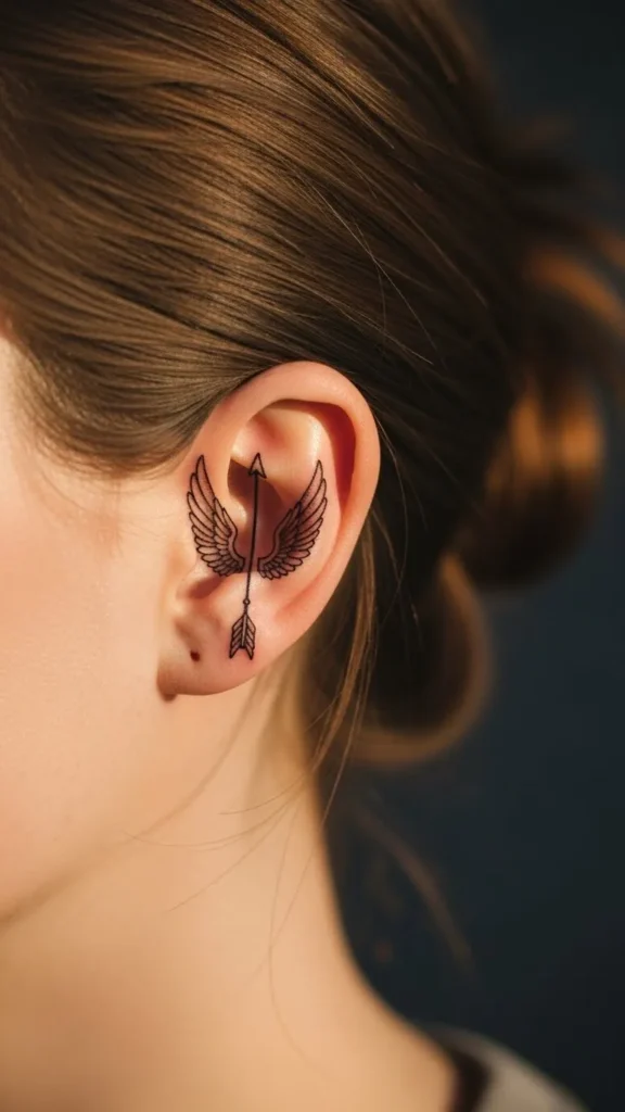 Small Winged Arrow Behind the Ear