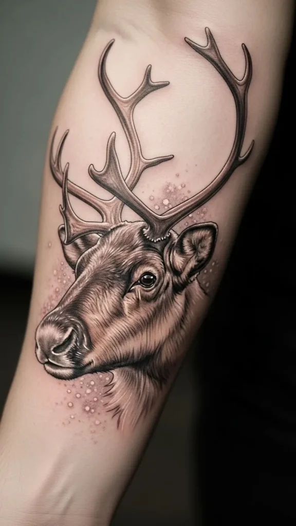 Snow-Dotted Reindeer Face