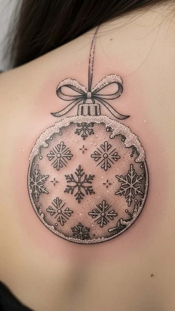 Snow-Dusted Ornament Tattoo