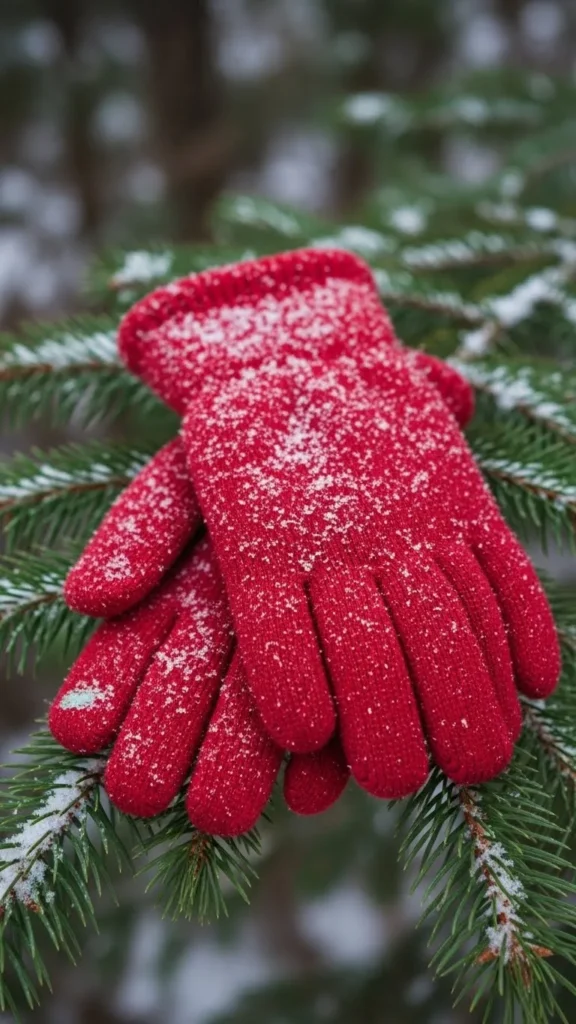 Snow-Dusted Santa Gloves