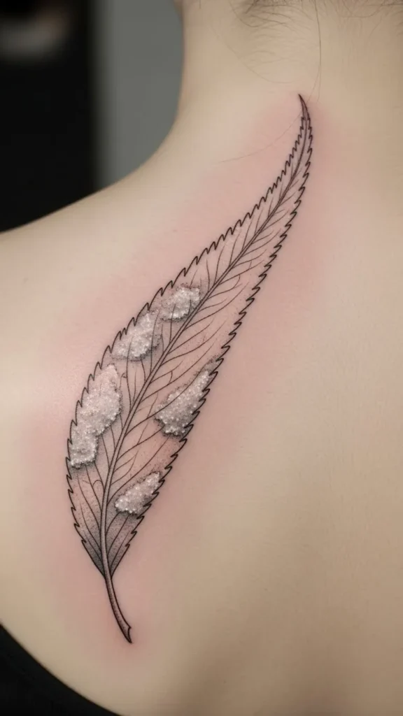 Snow-Touched Willow Leaf