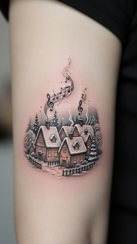 Snowy-Village-With-Musical-Smoke