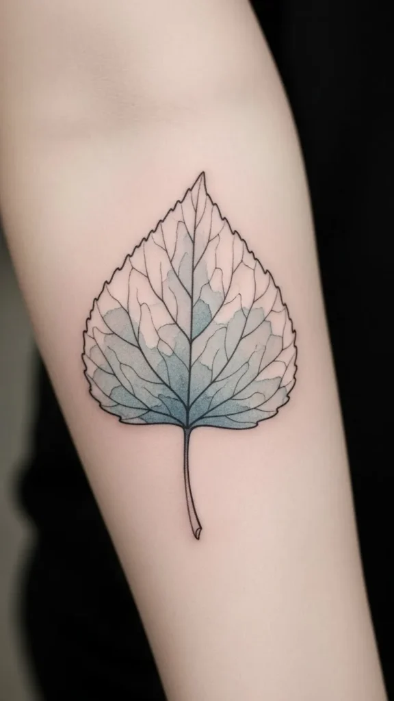 Soft Blue Aspen Leaf