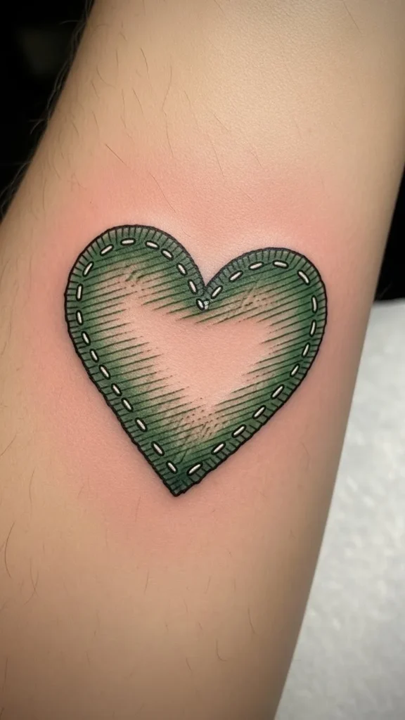 Stitched Green Heart