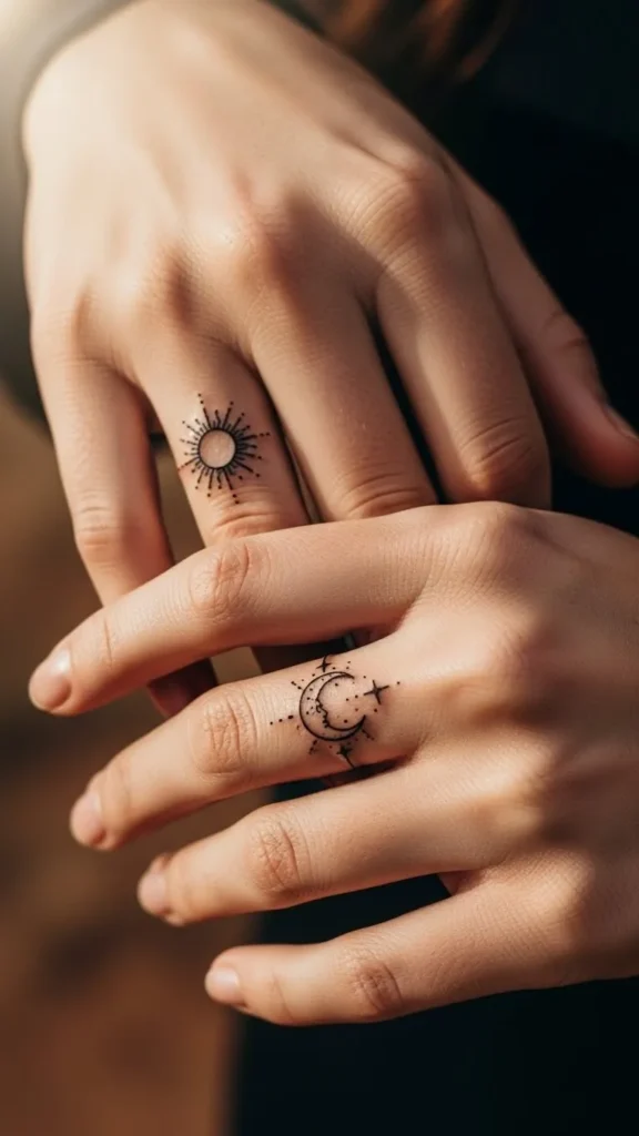 Sun and Moon Pair Rings