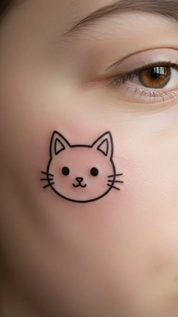  Tiny Cat Face Outline