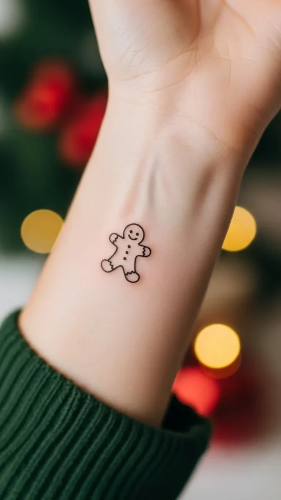 Tiny Gingerbread Man Wrist Outline