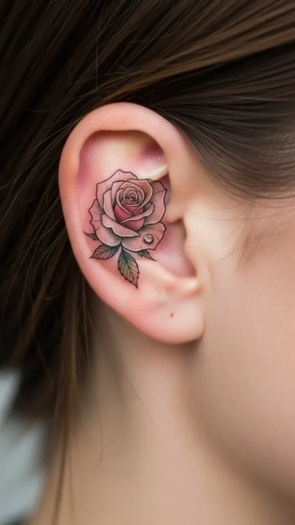 Tiny Rose Behind the Ear