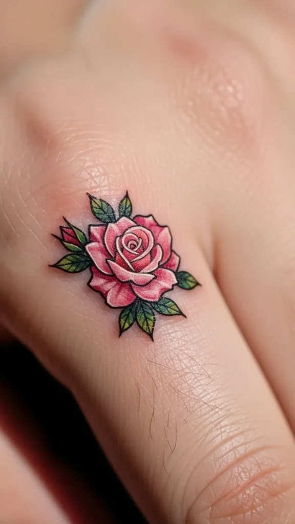 Tiny Rose Outline on the Hand