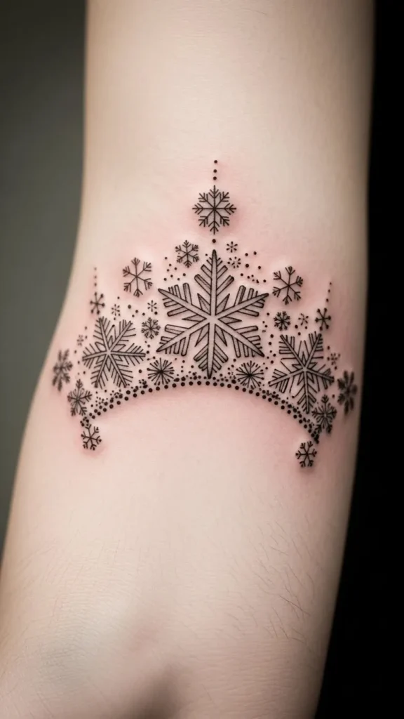 Tiny Snowflake Crown on the Forearm