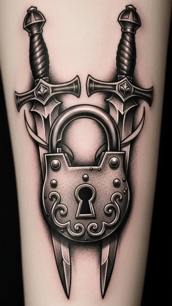 Twin Swords Guarding a Lock