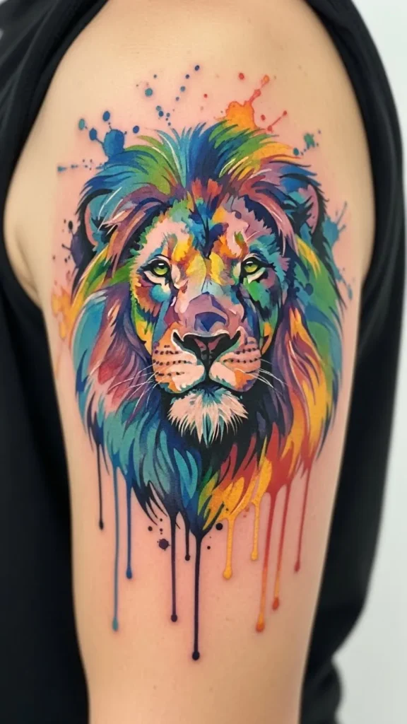 Watercolor Lion Splash