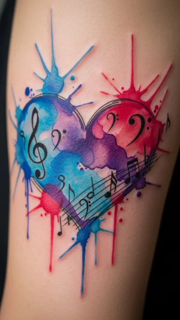 Watercolor Music Heart