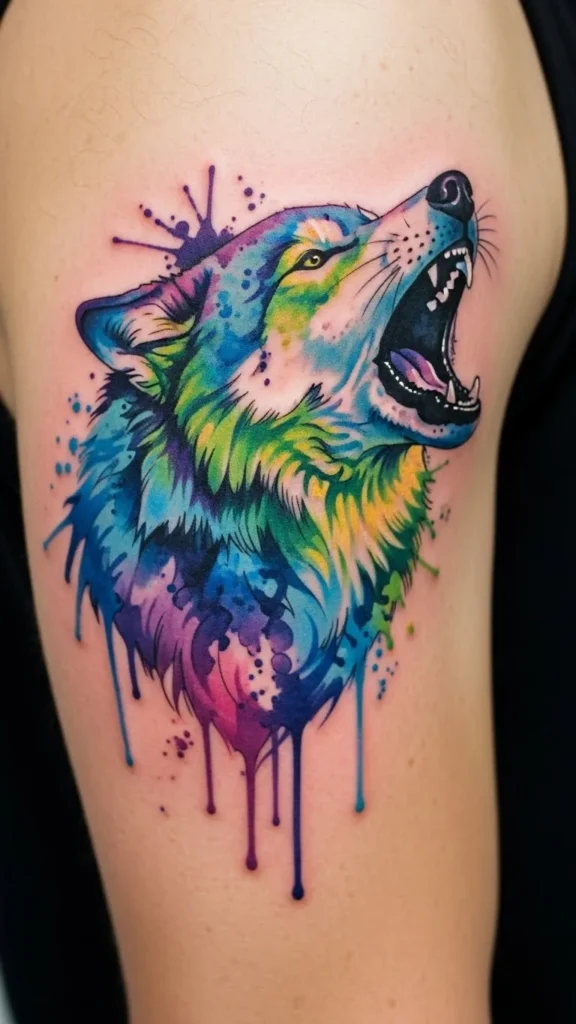 Watercolor-Style Wolf