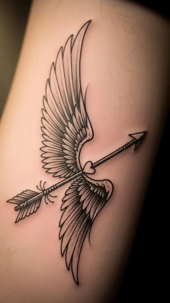 Winged Arrow with Heart Detail