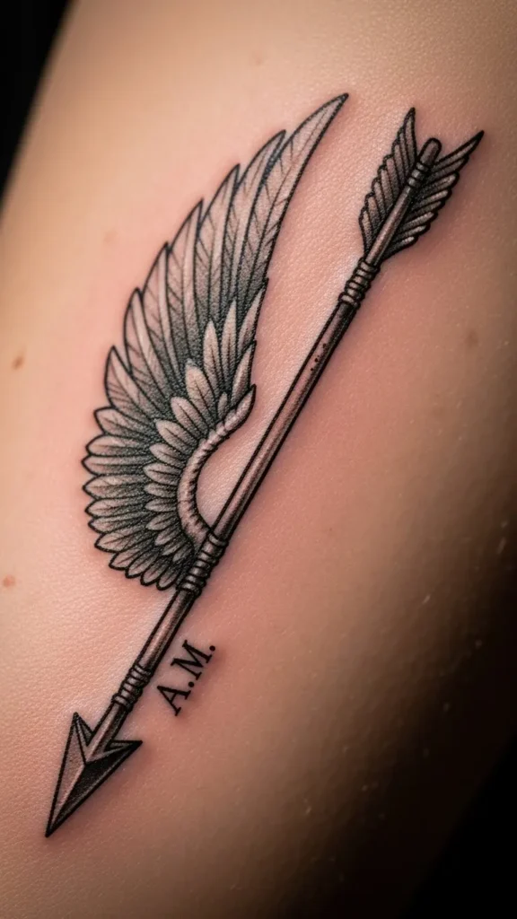 Winged Arrow with Initials