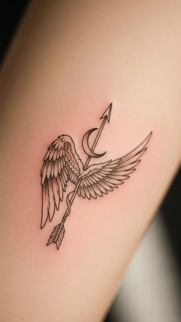 Winged Arrow with Moon Accent
