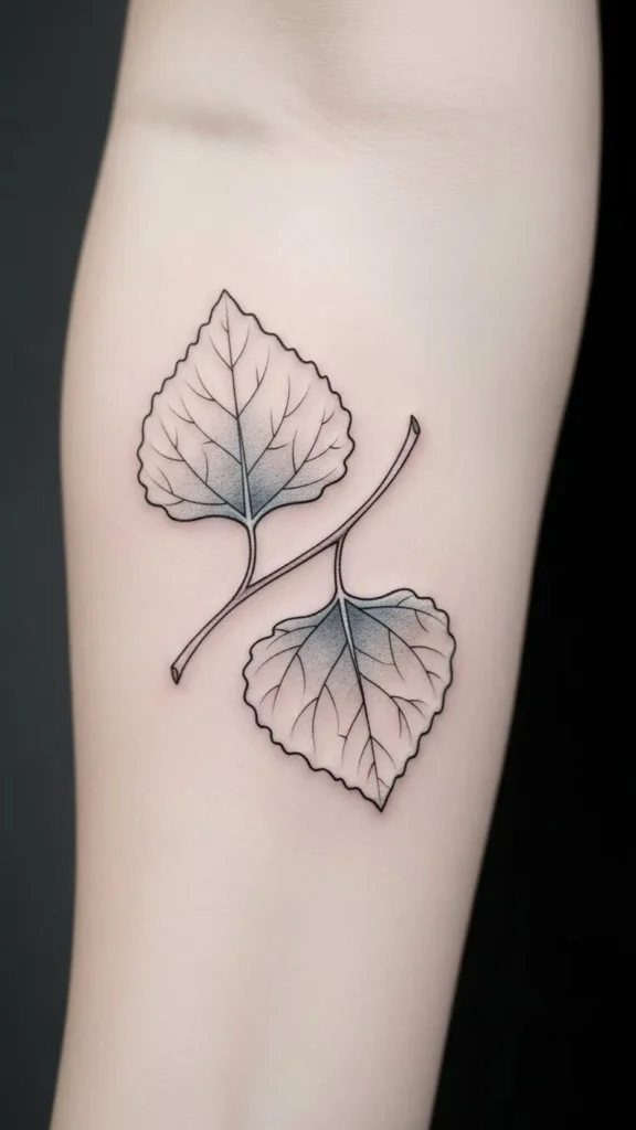 Winter Aspen Leaf Pair