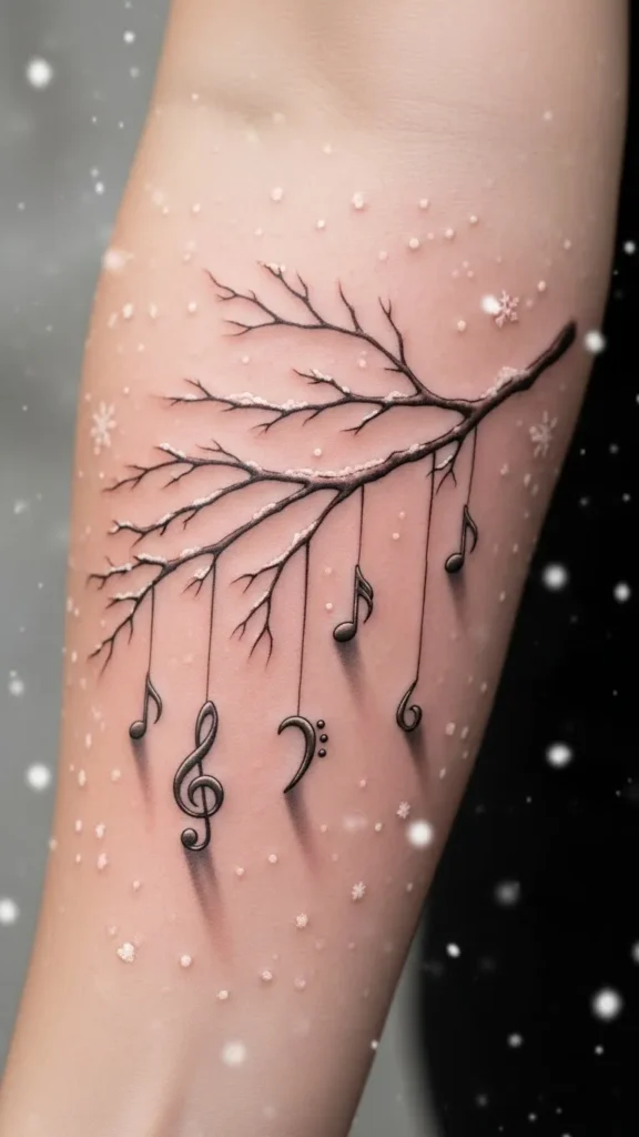 Winter Branch With Hanging Notes
