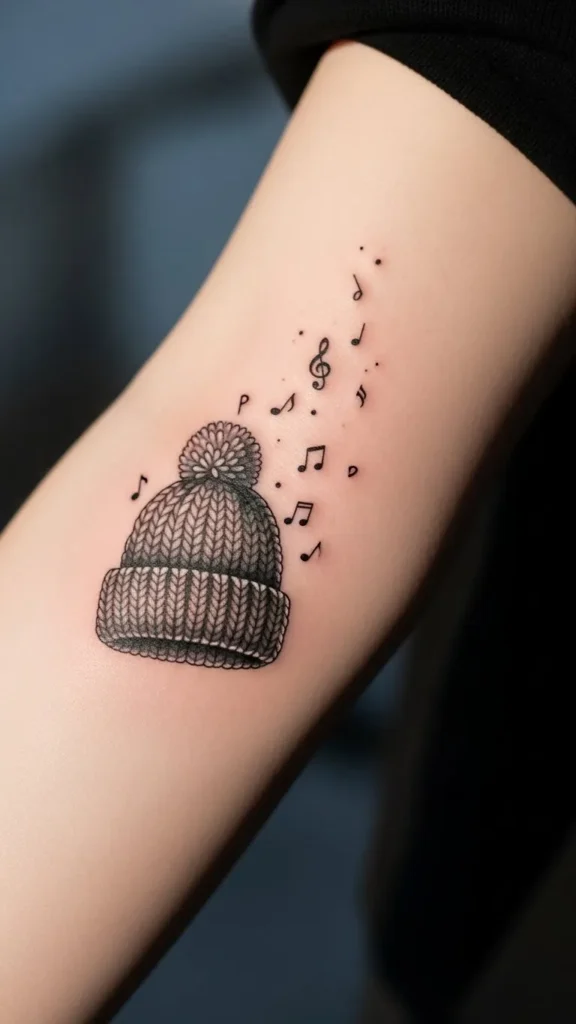 Winter Hat With Scattered Notes