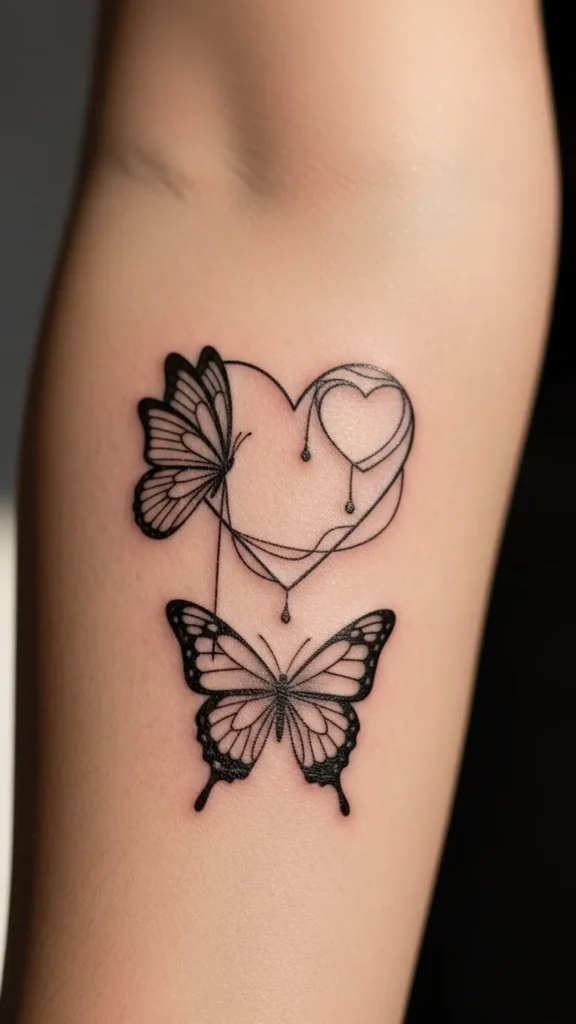 Heart and Butterfly Tattoos