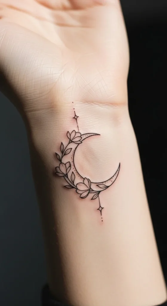 Crescent Moon with Petals