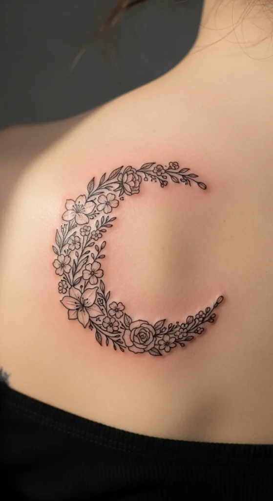 Floral Crescent Moon