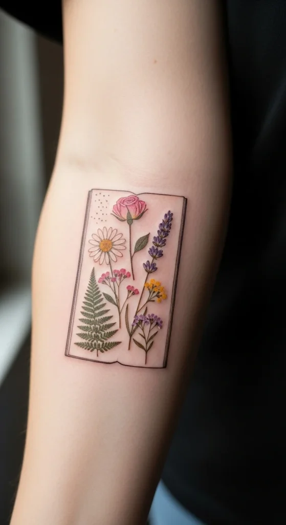 Pressed Flower Style Tattoo