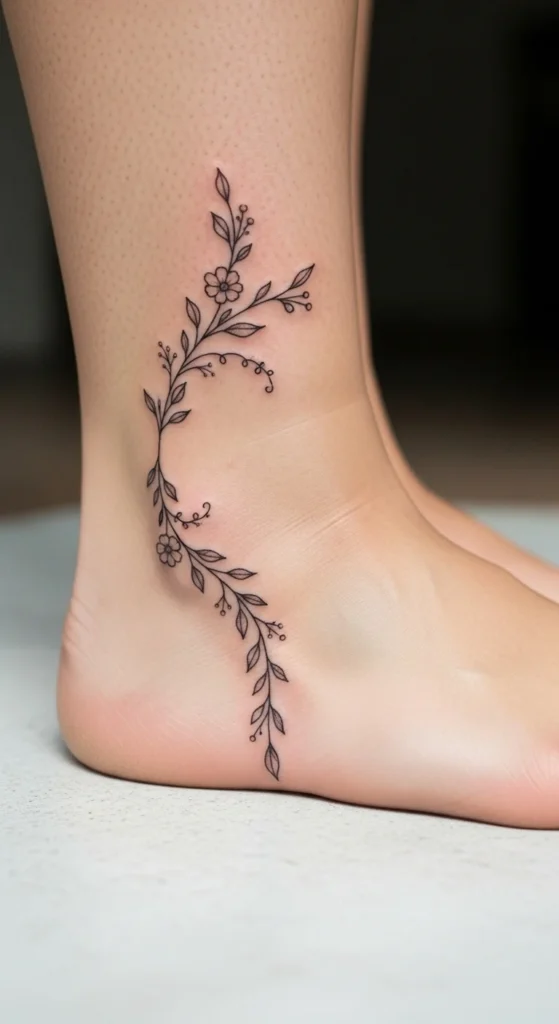  Ankle Vine Tattoo
