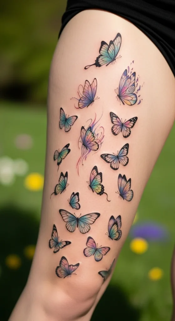 Butterfly Thigh Tattoo