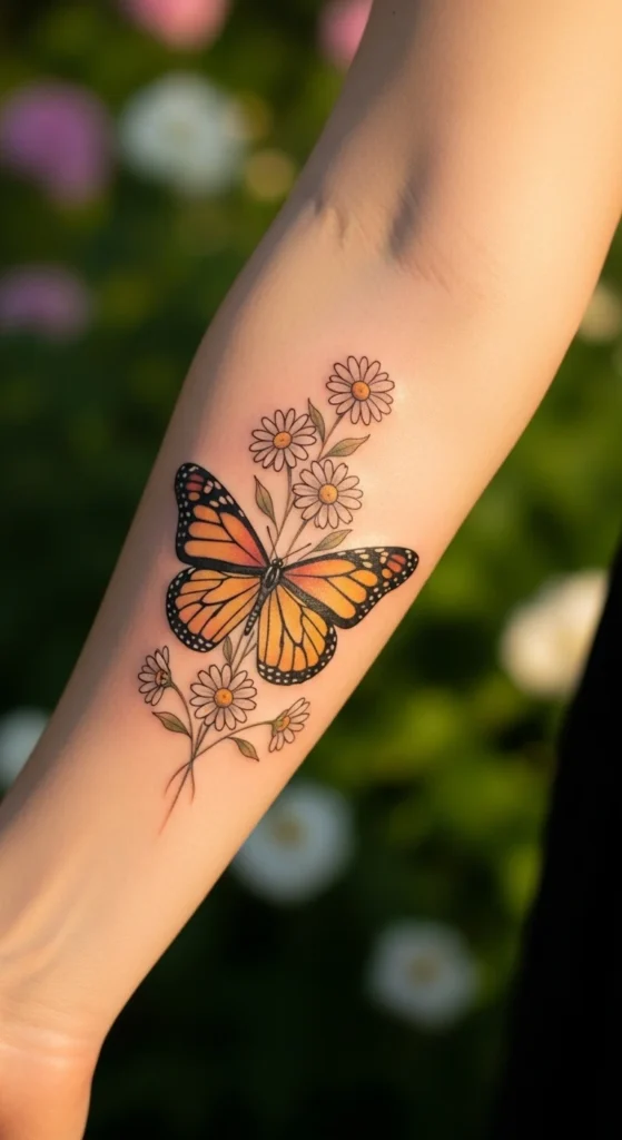 Butterfly With Daisies