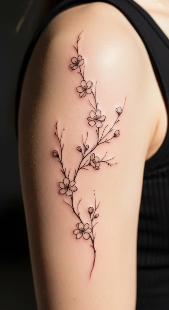 Minimal Cherry Blossom Branch