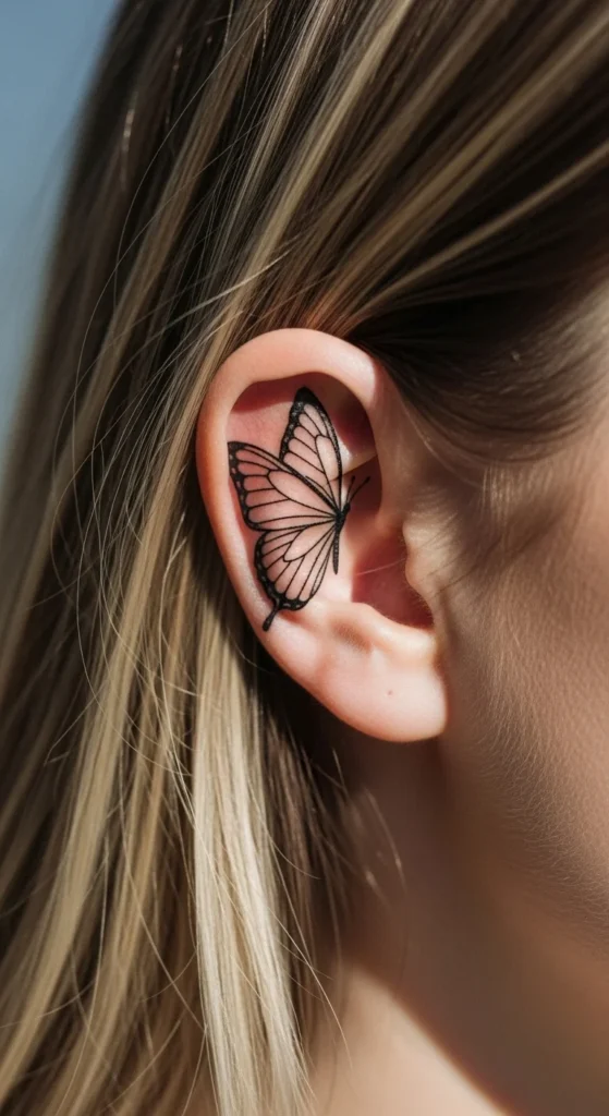 Single Butterfly Behind the Ear