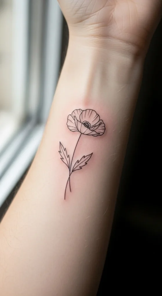 Minimal Poppy Tattoo