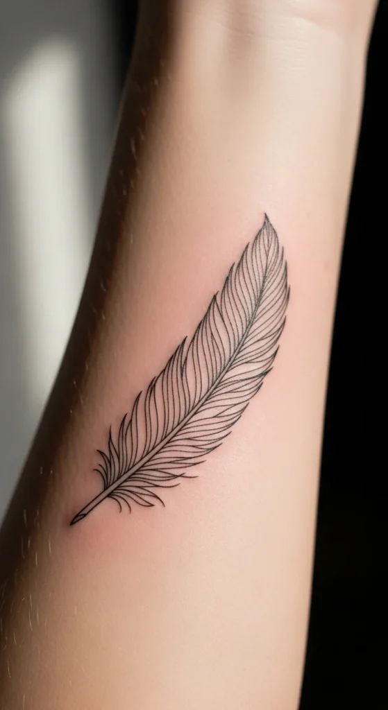 Simple Feather Line Art
