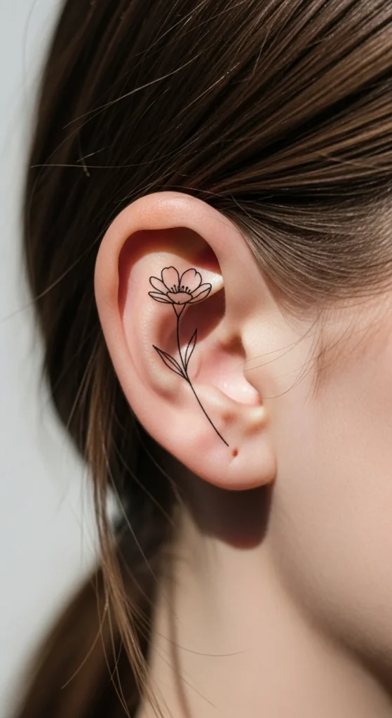 Tiny Flower Behind the Ear