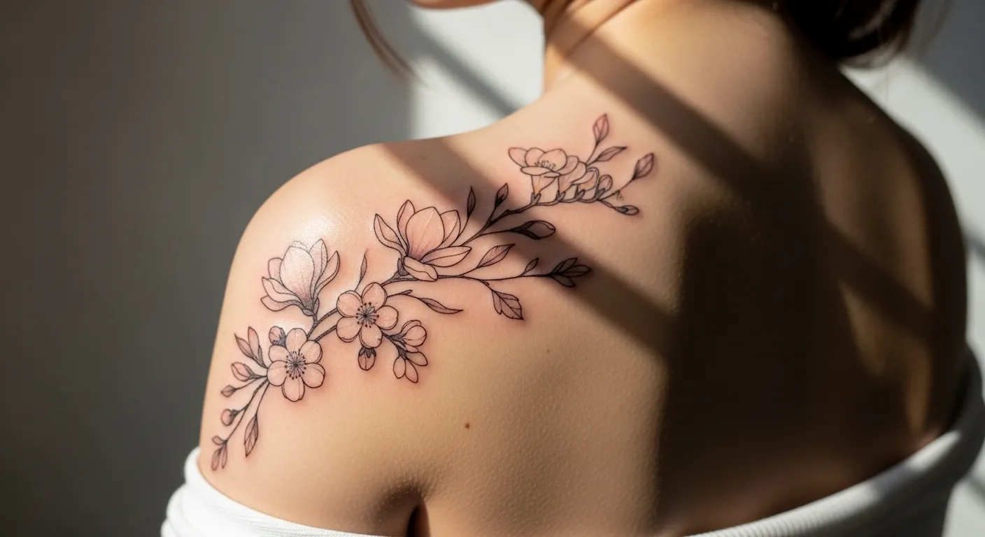 25 Beautiful Spring Floral Shoulder Tattoos That Frame the Body