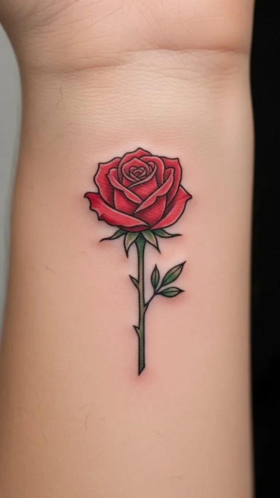 Red Rose With Short Stem