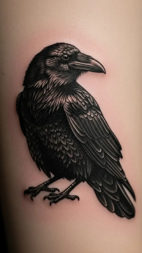 26 Mysterious Raven Tattoos That Represent Wisdom