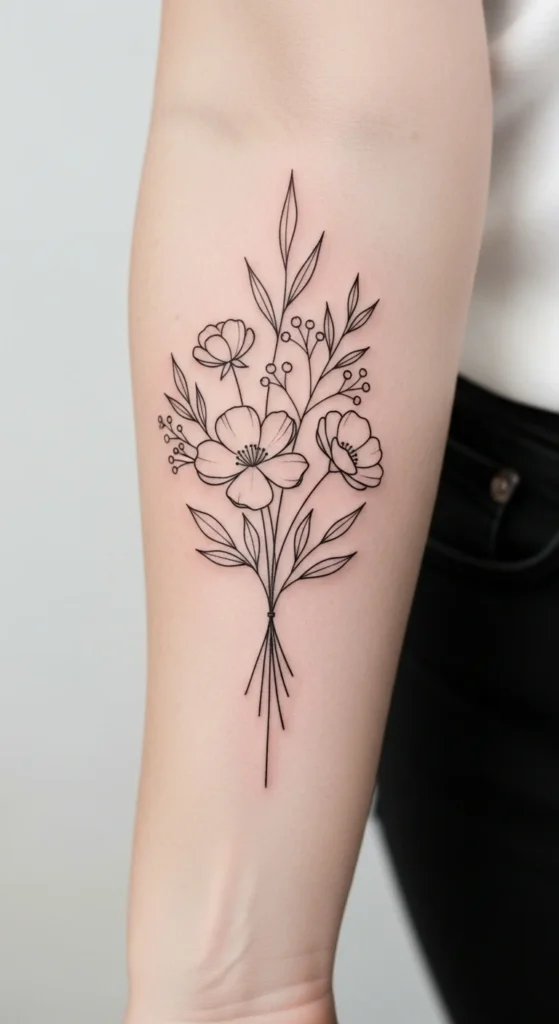Minimal Floral Linework Bouquet