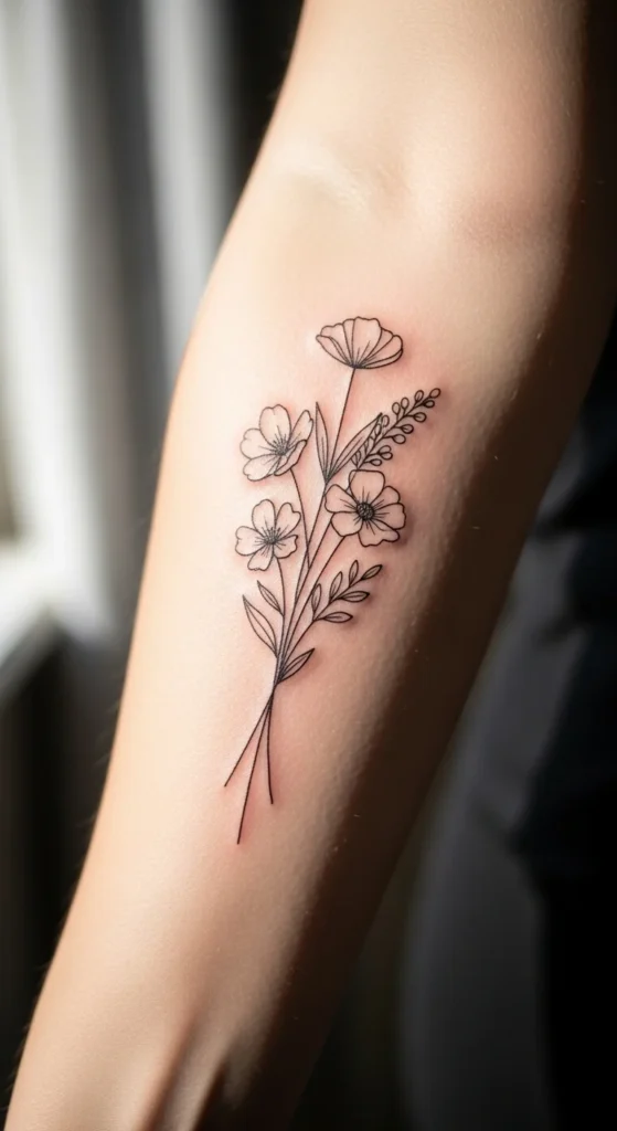 Birth Flower Line Art