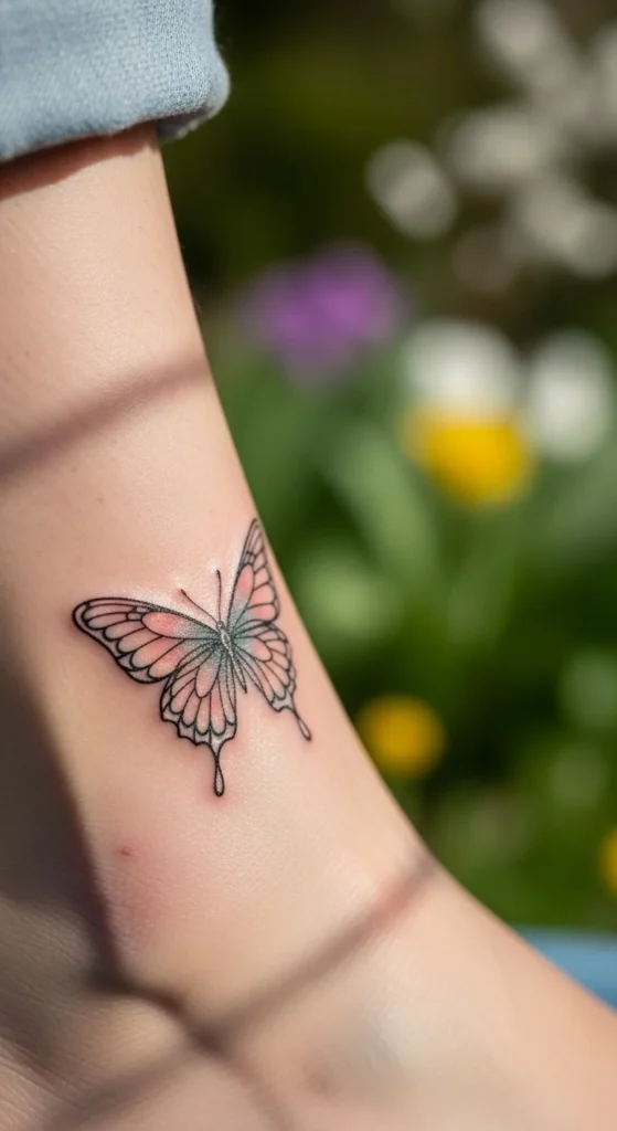 Butterfly Ankle Tattoo