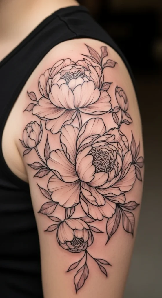 Botanical Peony Tattoo