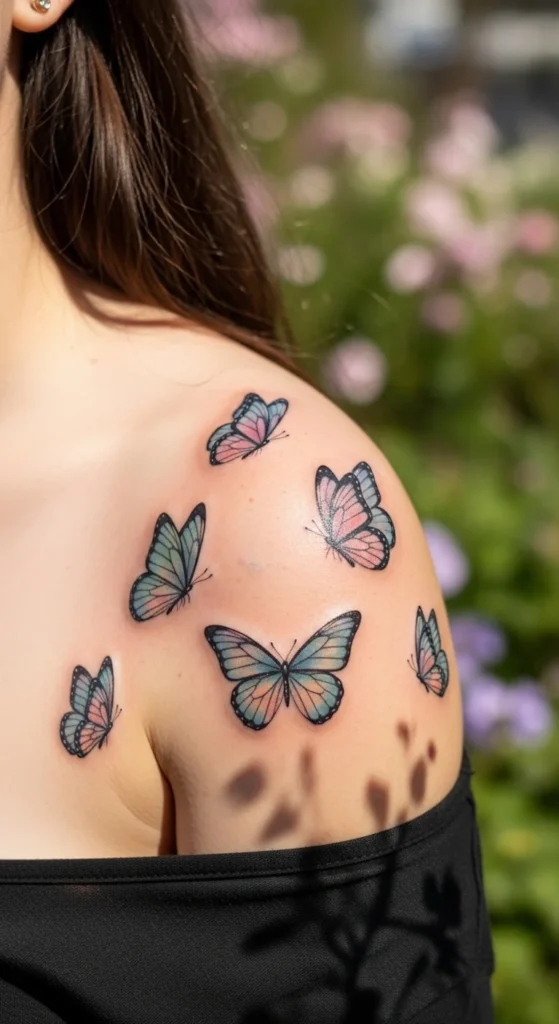 Butterfly Shoulder Cap Tattoo