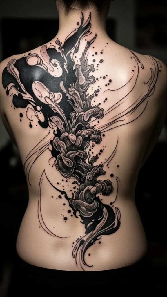 Abstract Ink Wash Back