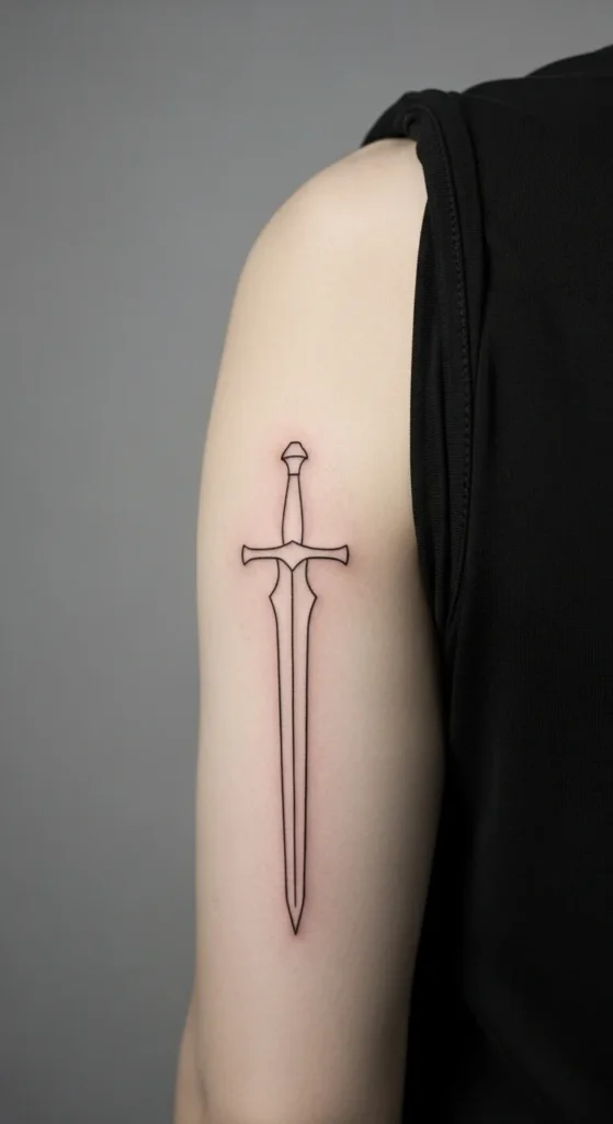Abstract Line Sword Tattoo