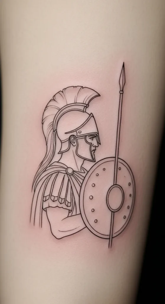 Ancient Soldier Outline Tattoo